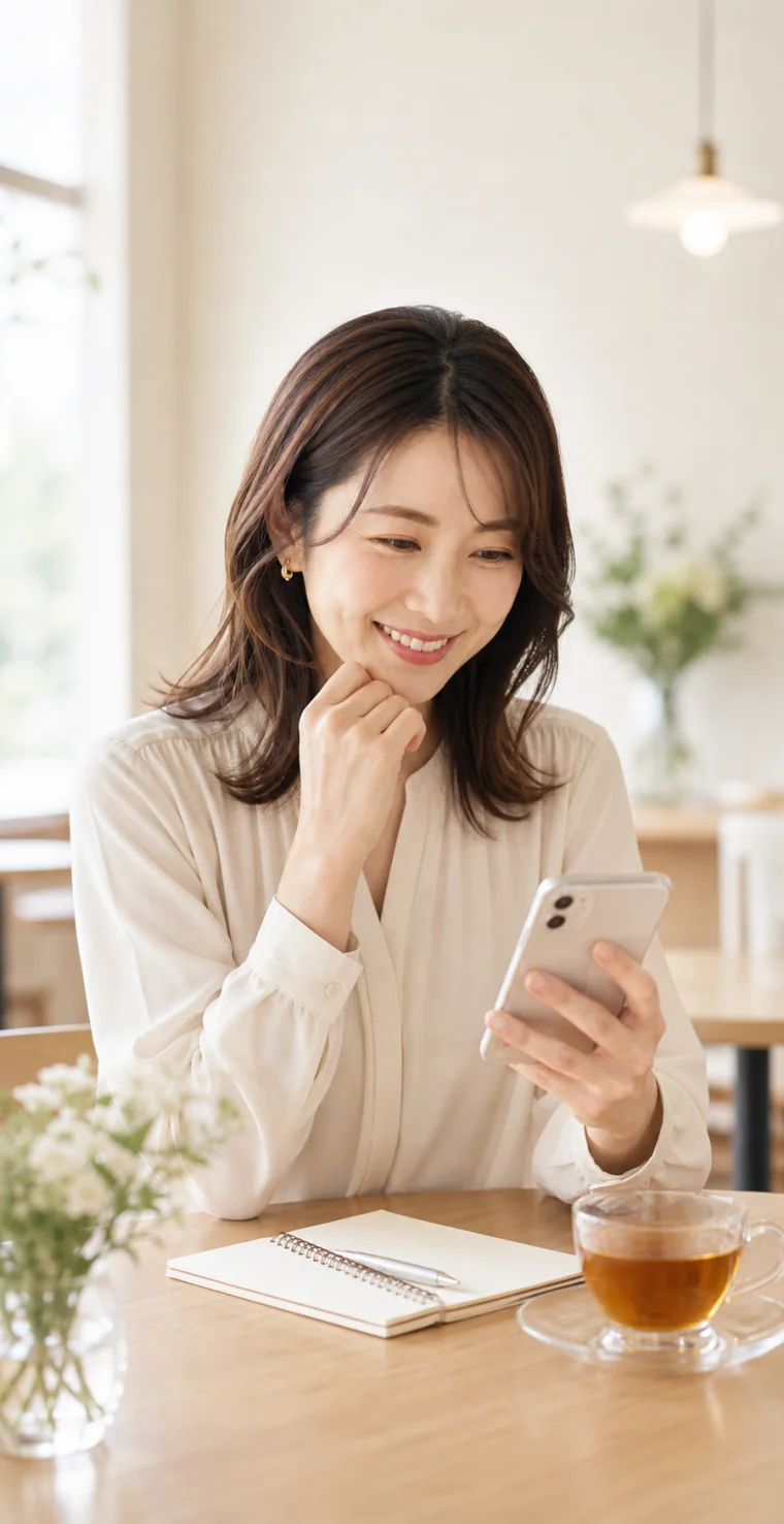 スマートフォンを見ながら紹介候補を確認するイメージ