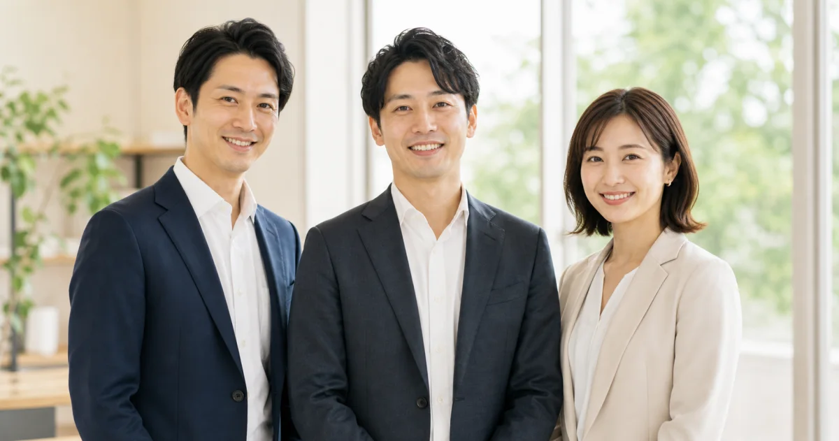 男性2名を中心にしたMoreLifeの婚活プランナーイメージ