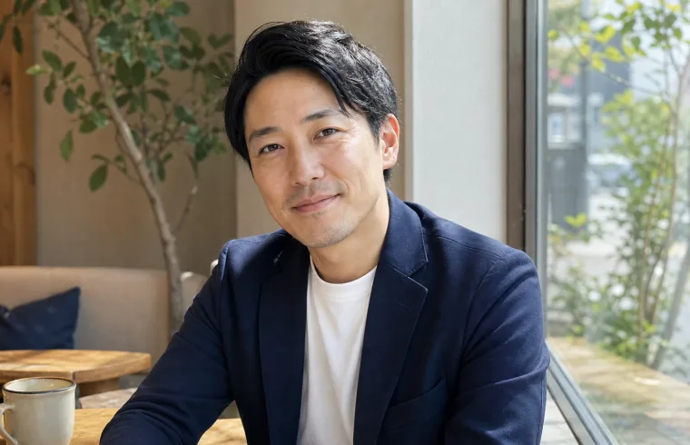 カフェで撮影されたご相談者インタビューの男性イメージ